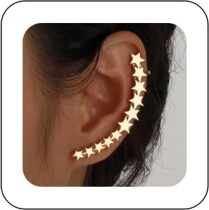 Vintage Star Ear Climber Cuff Earrings Celestial Star Earrings Star Ear Crawler Earrings Luck Star Ear Cuff Earrings Gold Star Ear Wrap Earrings No Piercing Earrings Jewelry for Women