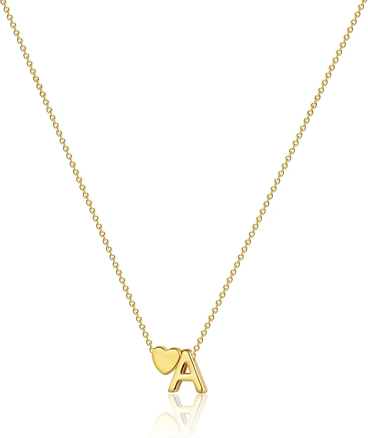 VIROMY Gold Initial Necklaces for Women 14K Gold Plated Dainty Heart Letter A-Z Personalized Initial Heart Pendant Necklace Tiny Letter Name Necklaces Jewelry for Women