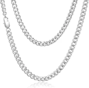 VNOX 6mm Cuaban Necklace for Men - Mens Women Sterling Silver Plated Chain Solid 6mm Diamond Cut Curb Cuban Link Chains,18/20/22/24/26/28/30 Inch,Jewelry Gifts for Men