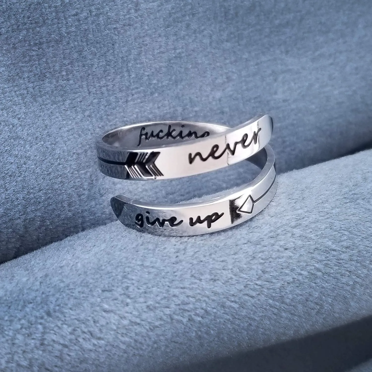Vrycot Adjustable silvery Inspirational Stainless Steel Adjustable Bands Cool Stacking Opening Gift for Women Statement
