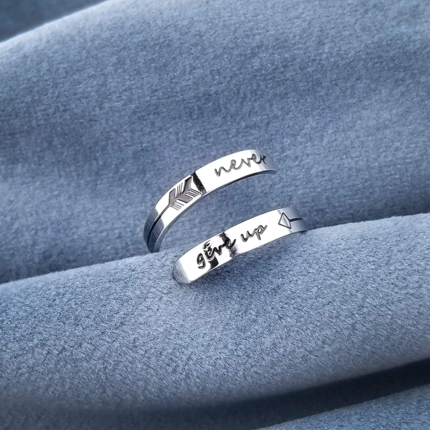 Vrycot Adjustable silvery Inspirational Stainless Steel Adjustable Bands Cool Stacking Opening Gift for Women Statement