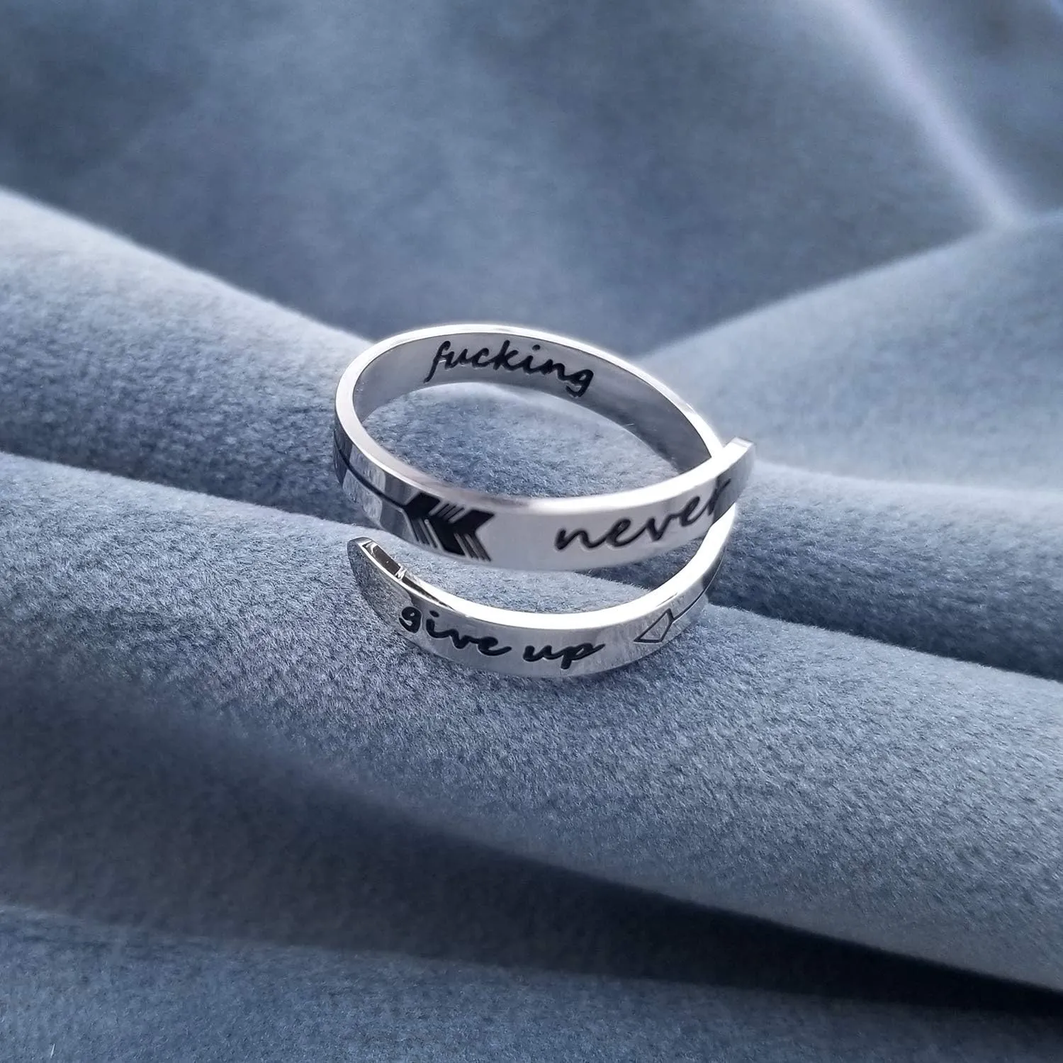 Vrycot Adjustable silvery Inspirational Stainless Steel Adjustable Bands Cool Stacking Opening Gift for Women Statement