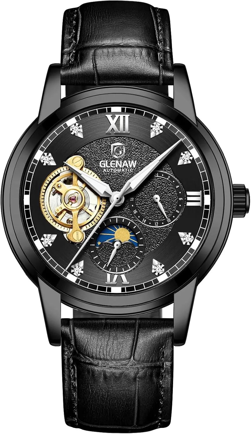 Watch Automatic Watches for Men Skeleton Diamond Luxury Mechanical Self Winding Dress Wrist Watch Waterproof Luminous