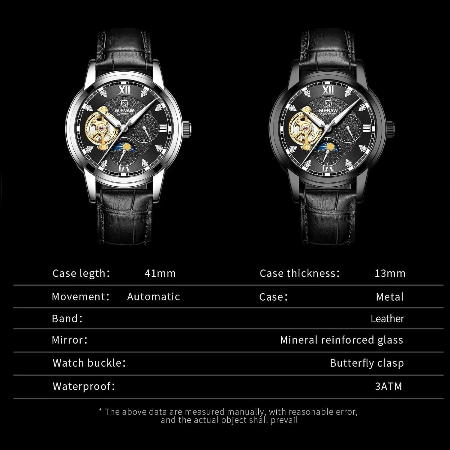 Watch Automatic Watches for Men Skeleton Diamond Luxury Mechanical Self Winding Dress Wrist Watch Waterproof Luminous