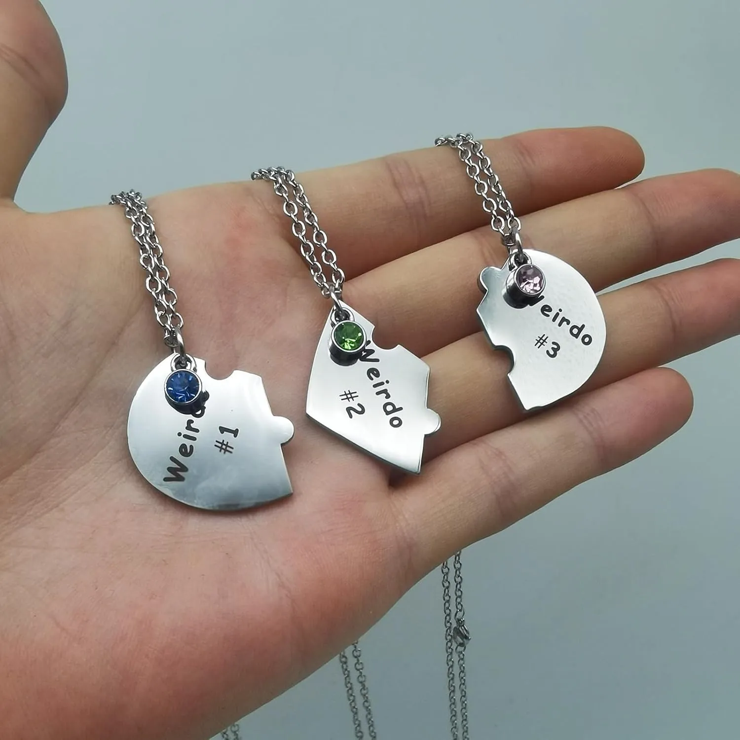 Weirdo Necklace Heart Bff for 3 Best Friend Sister Friendship Jewelry