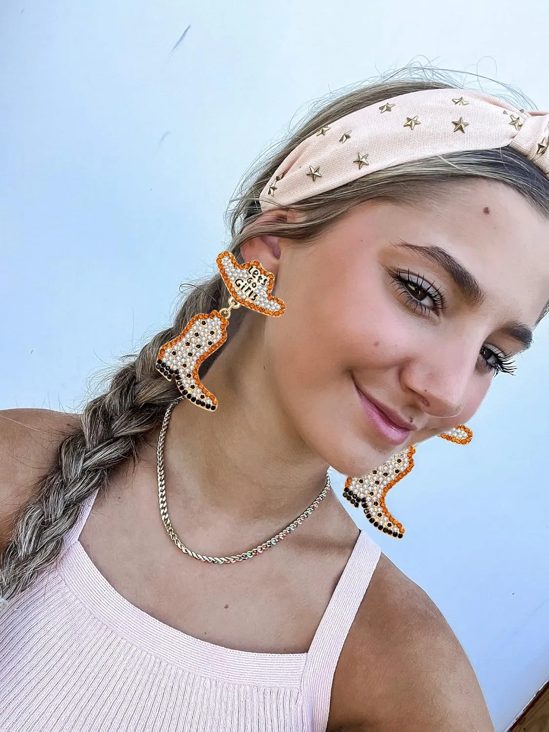 Western Earrings Sparkly Rhinestone Cowgirl Boot Hat Dangle Earrings Country Concert Beaded Dangling Earrings Cowboy Bride Nashville Earrings Jewelry Bachelorette Party Outfits Gifts for Women