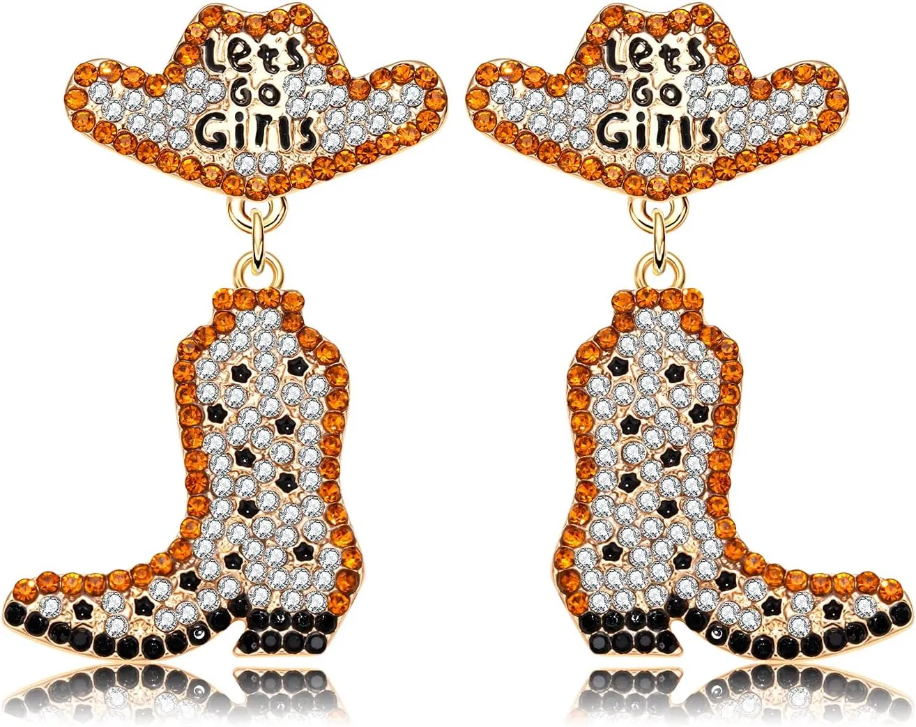 Western Earrings Sparkly Rhinestone Cowgirl Boot Hat Dangle Earrings Country Concert Beaded Dangling Earrings Cowboy Bride Nashville Earrings Jewelry Bachelorette Party Outfits Gifts for Women