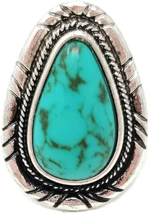 Western Teardrop Concho Adjustable Cuff Ring Turquoise Navajo