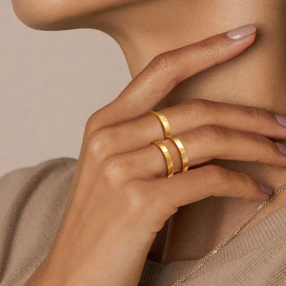 WFYOU 14K Gold Filled Rings for Women Non Tarnish Dainty Gold Initial Ring Stackable Gold Rings for Women Alphabet Letter Ring Wedding Bands Thin Thumb Pinky Stacking Rings Jewelry Gifts for Women