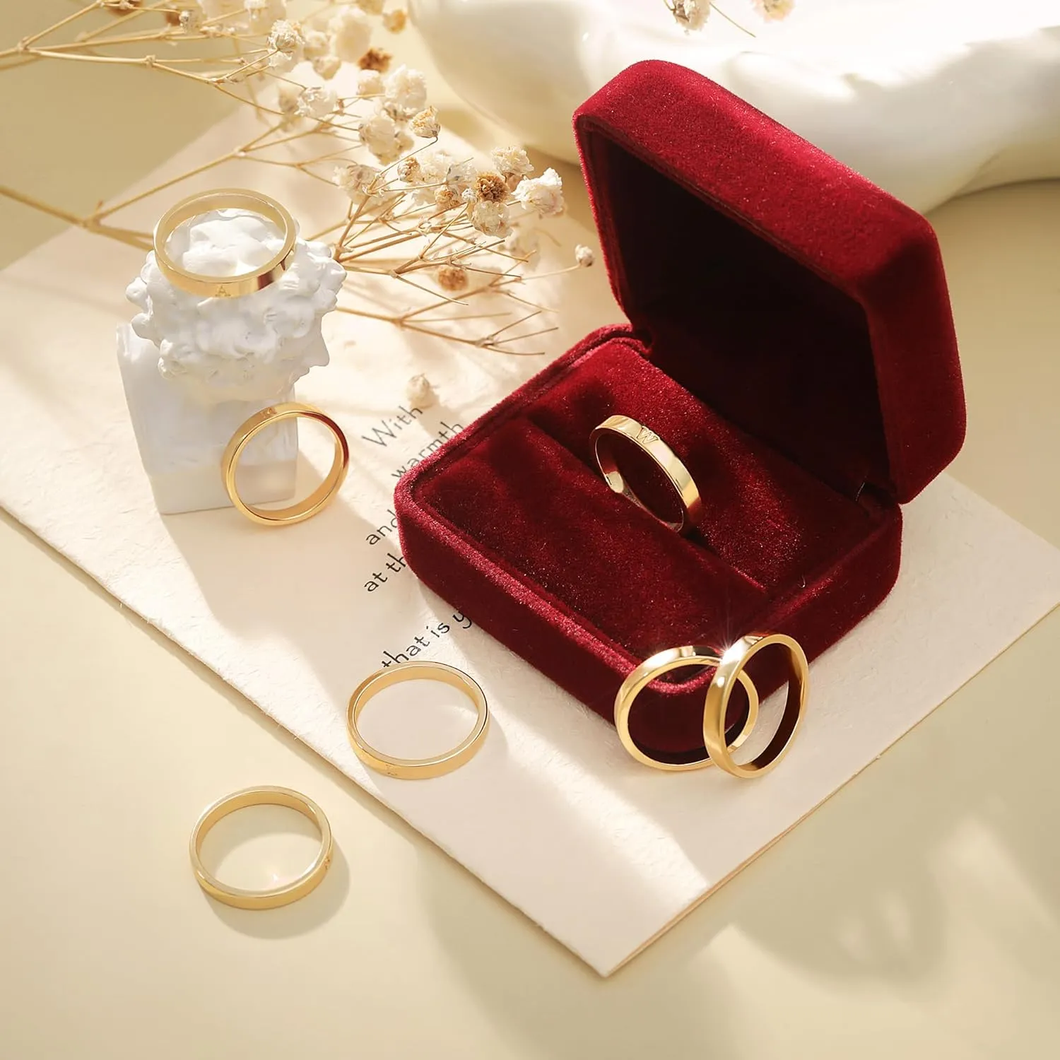 WFYOU 14K Gold Filled Rings for Women Non Tarnish Dainty Gold Initial Ring Stackable Gold Rings for Women Alphabet Letter Ring Wedding Bands Thin Thumb Pinky Stacking Rings Jewelry Gifts for Women