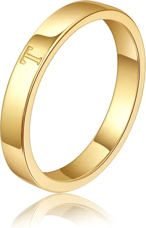 WFYOU 14K Gold Filled Rings for Women Non Tarnish Dainty Gold Initial Ring Stackable Gold Rings for Women Alphabet Letter Ring Wedding Bands Thin Thumb Pinky Stacking Rings Jewelry Gifts for Women