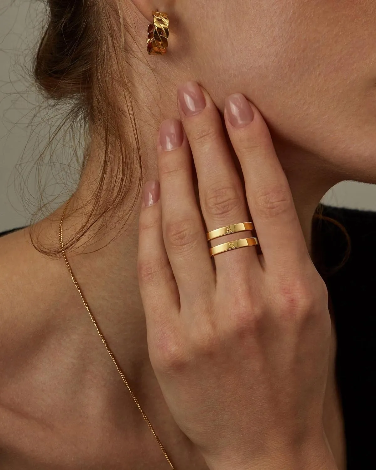 WFYOU 14K Gold Filled Rings for Women Non Tarnish Dainty Gold Initial Ring Stackable Gold Rings for Women Alphabet Letter Ring Wedding Bands Thin Thumb Pinky Stacking Rings Jewelry Gifts for Women