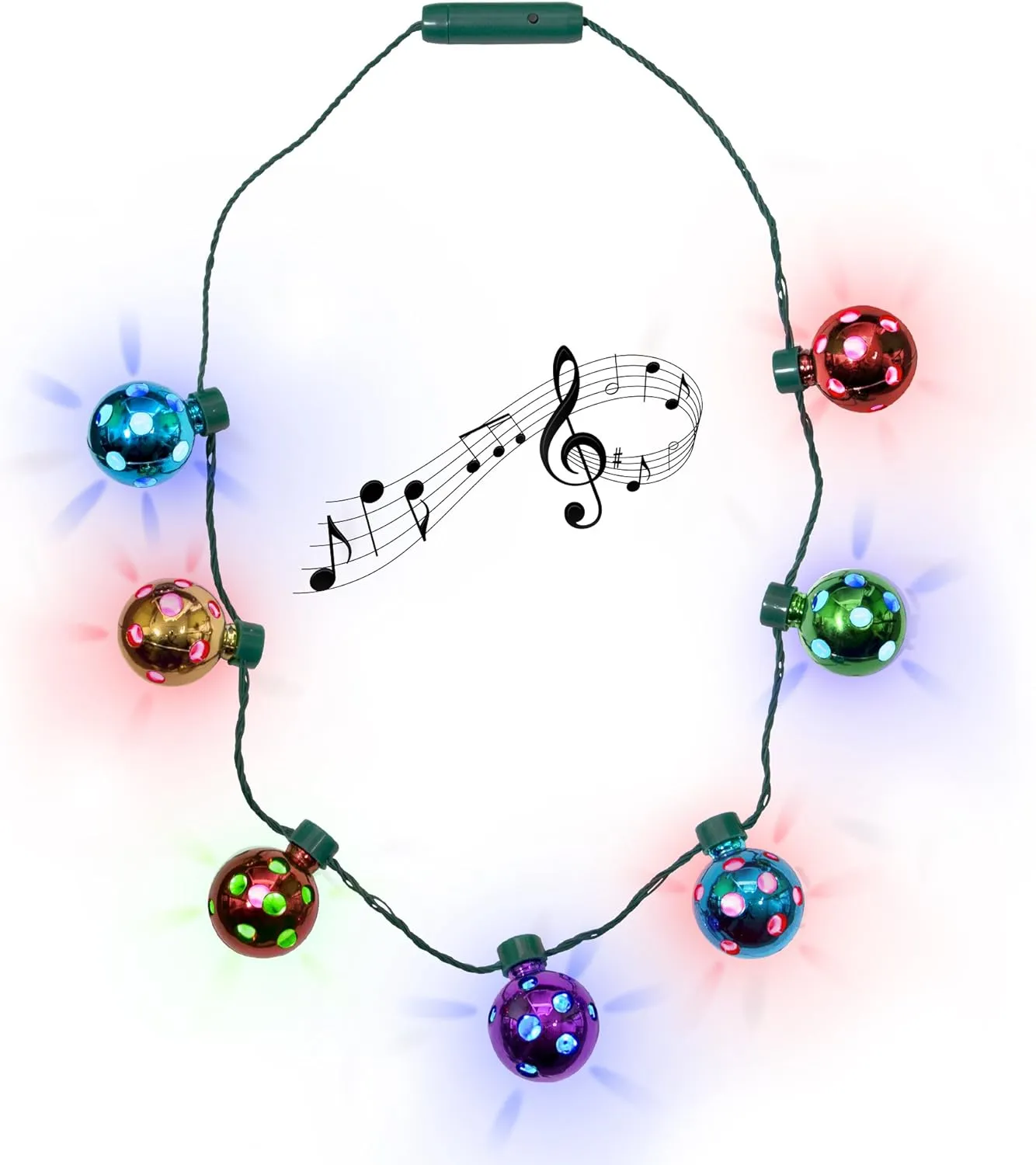Windy City Novelties LED Holiday Jingle Bell Necklace with 6 Dynamic Light Modes with Jingle Bell Sound for Kids and Adults