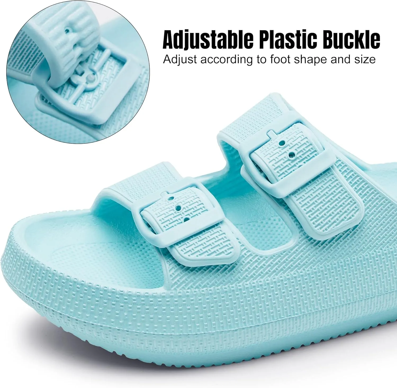 Women Cloud Slide Sandals Woman Slip on Lightweight Adjustable Buckle Slides with Non-Slip Sole for Indoor/Outdoor Use