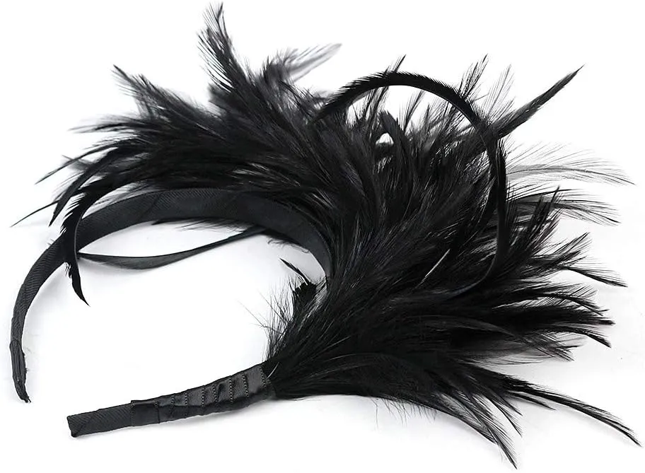 Women Girl Fascinators Hair Clip Hairpin Hat Feather ocktail Wedding Tea Part Hat for Part (Black, One Size)