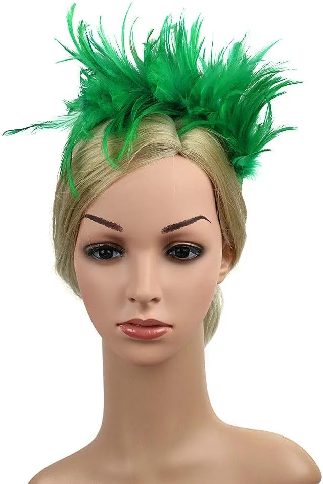 Women Girl Fascinators Hair Clip Hairpin Hat Feather ocktail Wedding Tea Part Hat for Part (Green, One Size)