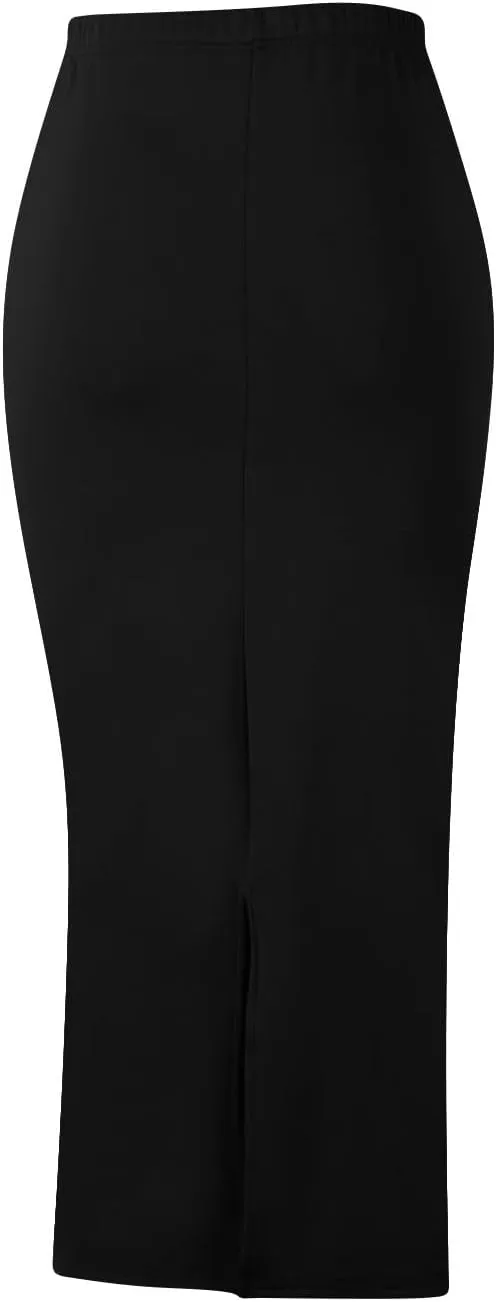 Women Office Work Pencil Skirts Stretch Slim Fit High Waisted Bodycon Skirt Elegant Solid Color Business Dress