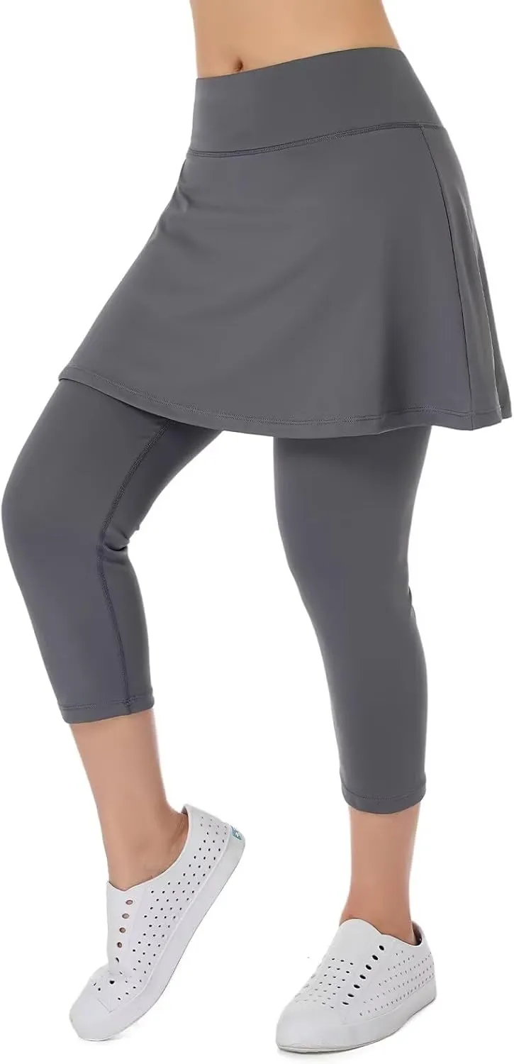 Women Skirts with Leggings,Athletic Skorts Leggings with Pockets,Women Skirted Leggings for Tennis Golf