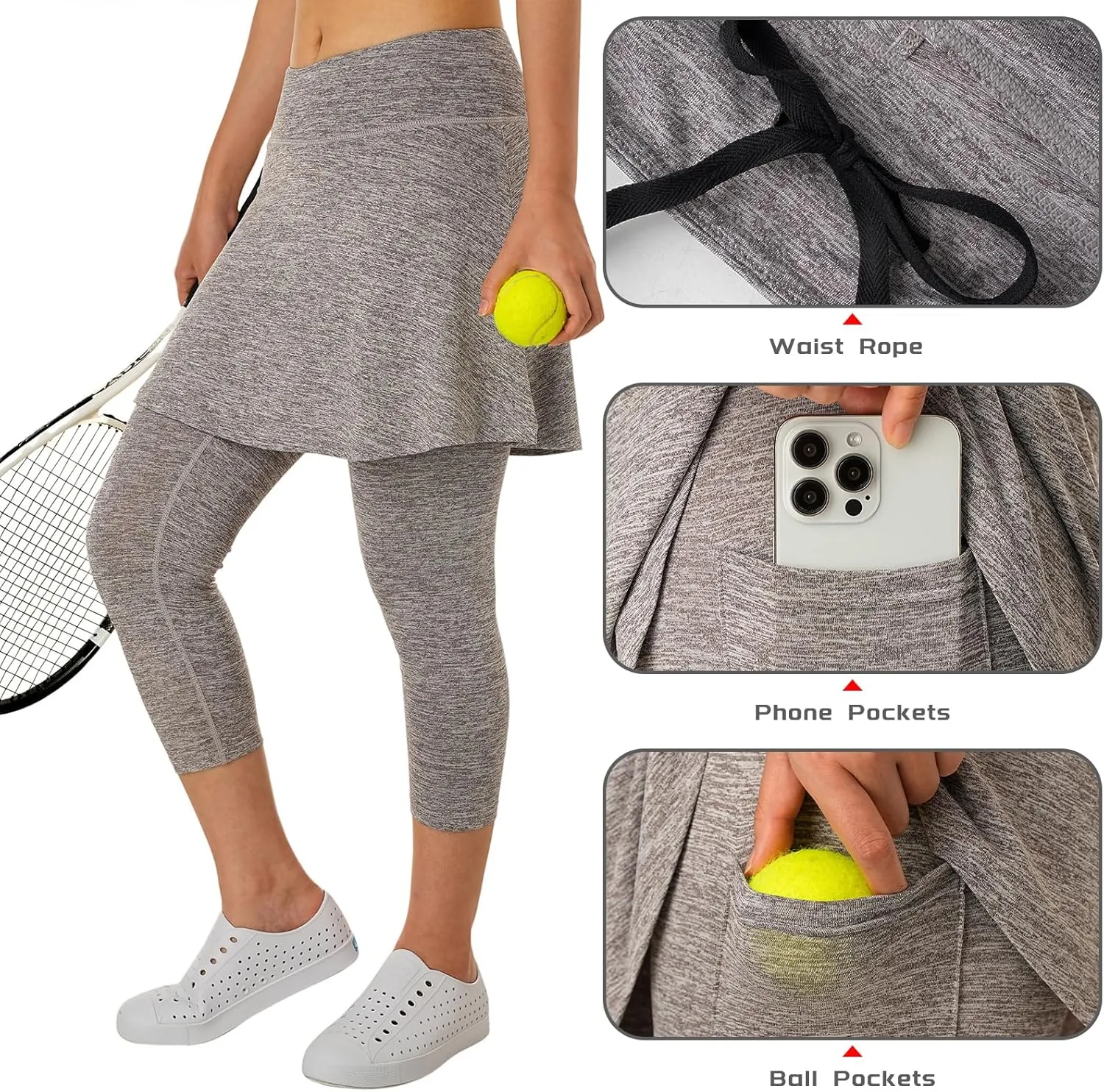 Women Skirts with Leggings,Athletic Skorts Leggings with Pockets,Women Skirted Leggings for Tennis Golf