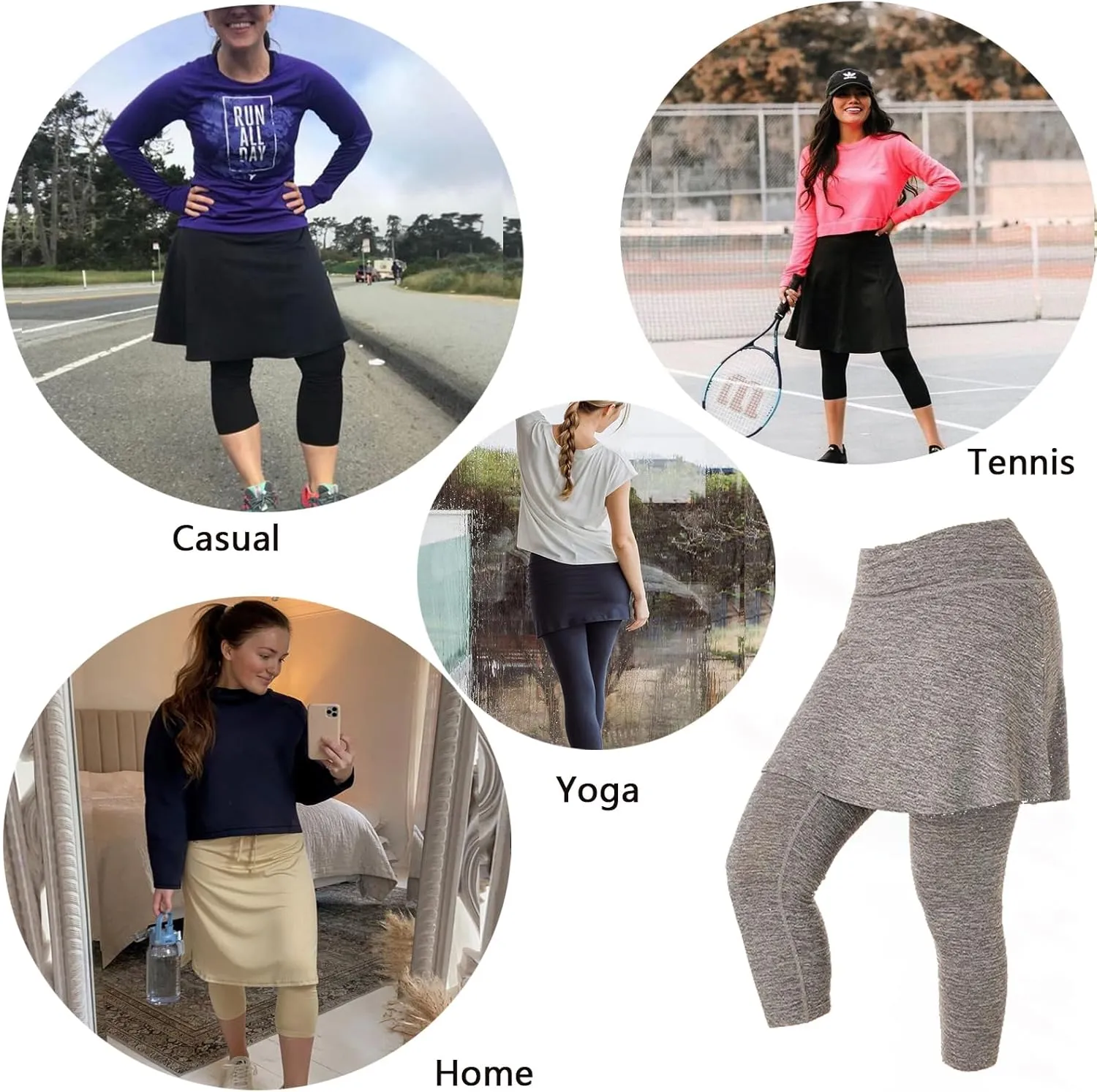 Women Skirts with Leggings,Athletic Skorts Leggings with Pockets,Women Skirted Leggings for Tennis Golf