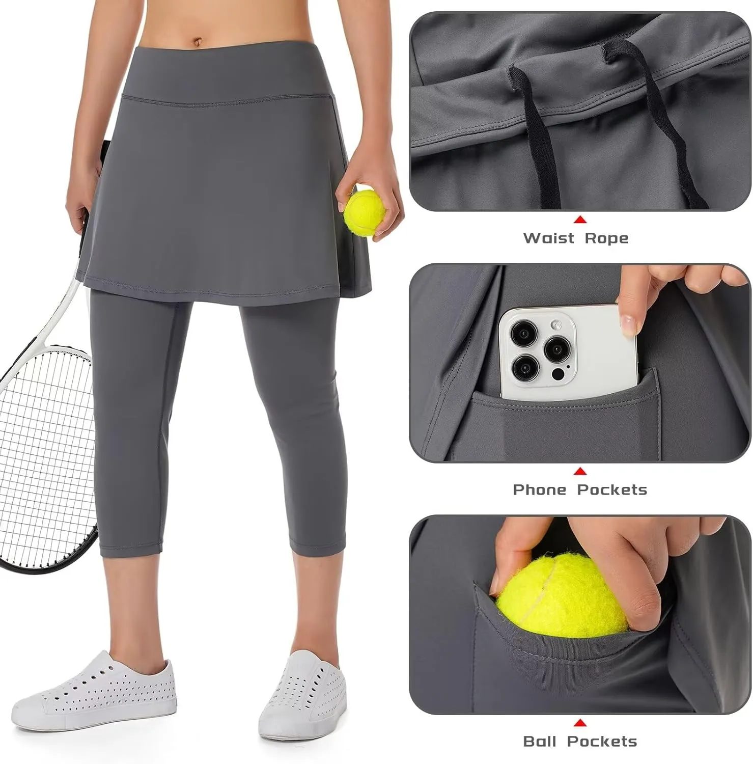 Women Skirts with Leggings,Athletic Skorts Leggings with Pockets,Women Skirted Leggings for Tennis Golf