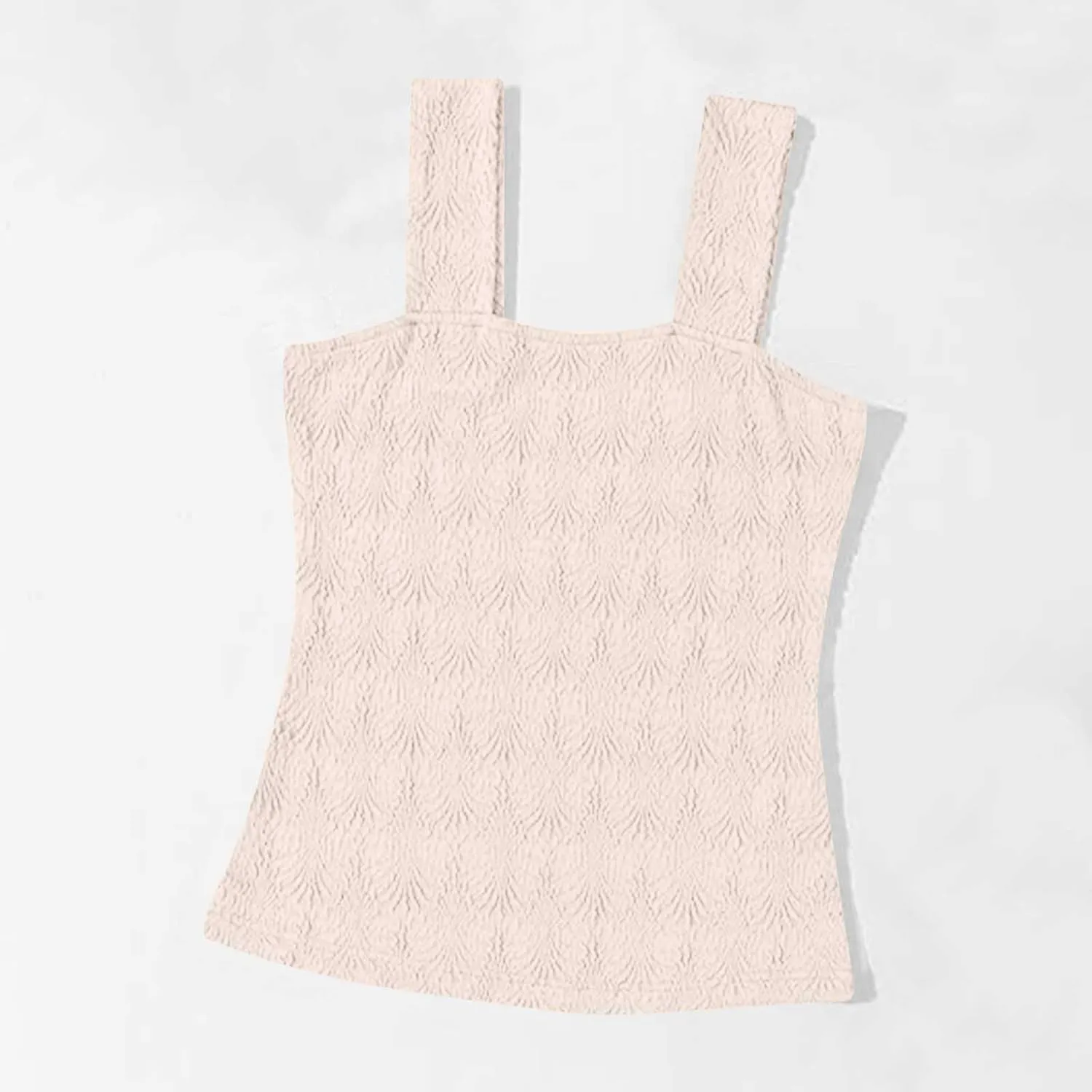 Women Square Neck Wide Straps Crop Tank Tops Casual Floral Sleeveless Lettuce Trim Tee Slim Fit Cropped Cami Vest Top