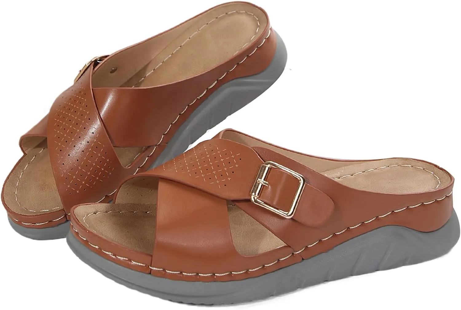 Women's Casual Summer Hollow Out Platform Wedge Sandals Slip On Orthopedic Sandals Walking Shoes