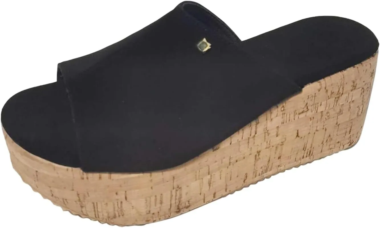 Women's Espadrilles Platform Sandals Wedges Slides Open Toe Fashion Summer Outdoor Beach Shoes Slip-On Straw Casual Flat Wedge 2025 Slip On Cork Heeled Cutout Comfortable Vacation