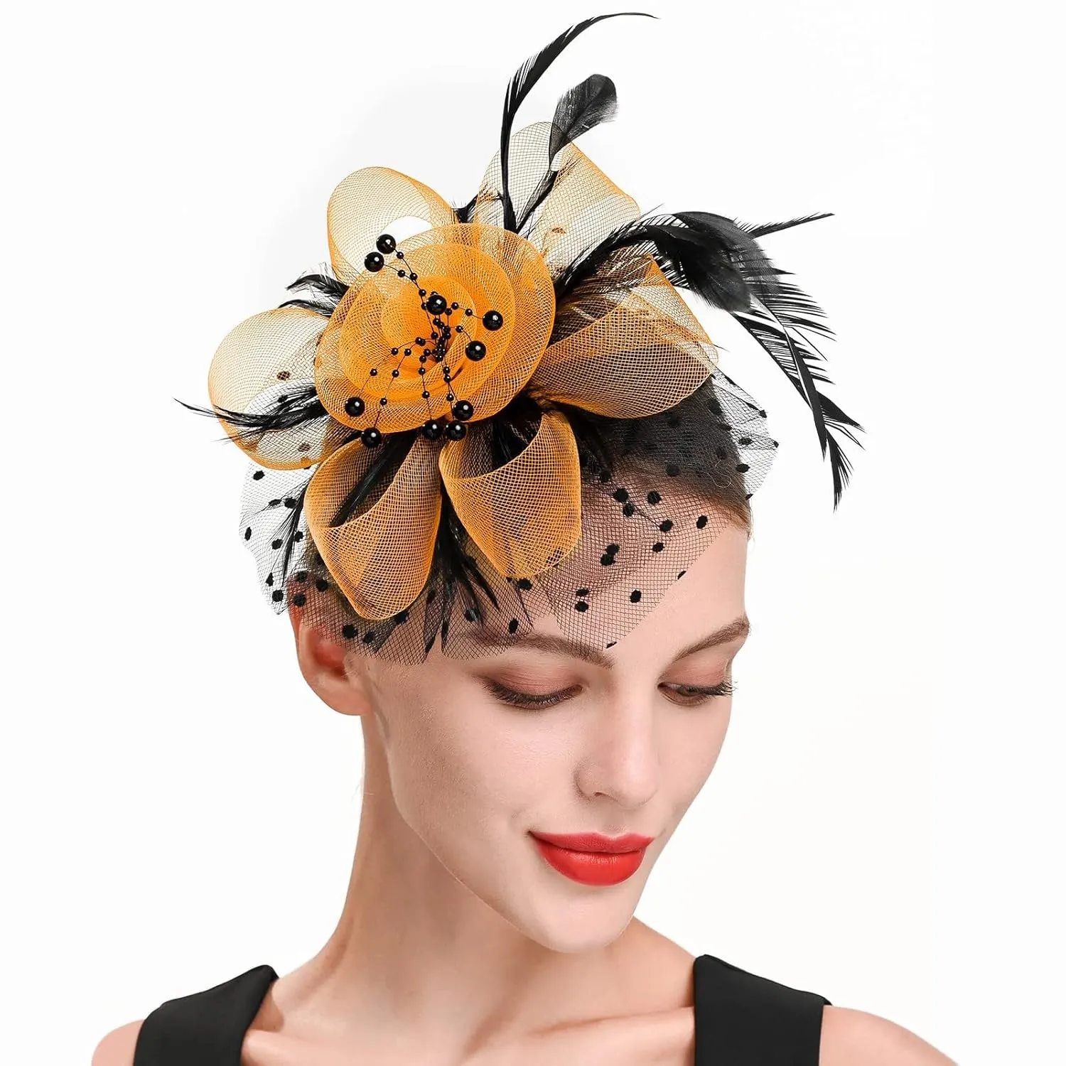 Womens Fascinator Hat Green Hat For Women Wedding Flower Cocktail Mesh Feathers Hair Clip Derby Hats And Fascinators