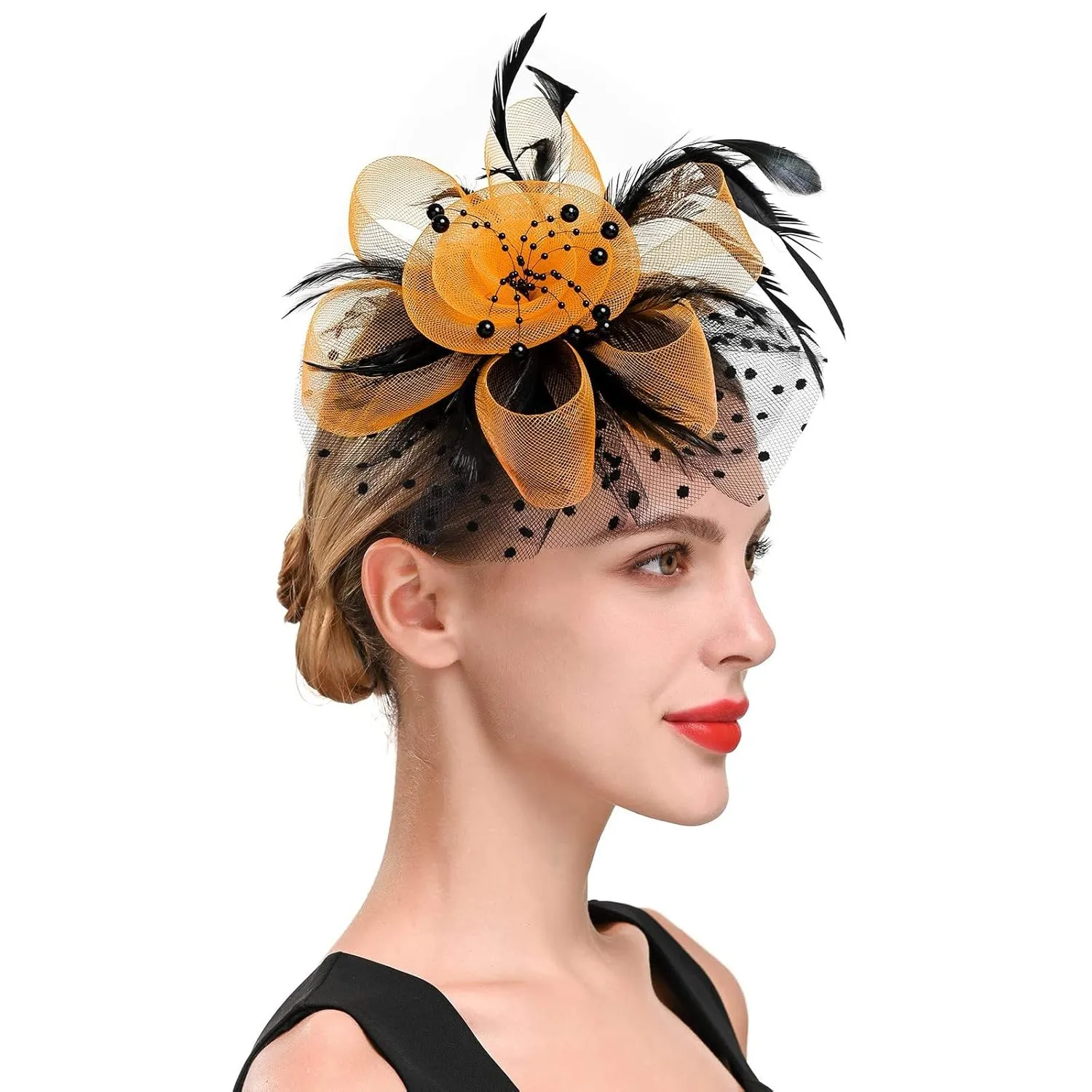 Womens Fascinator Hat Green Hat For Women Wedding Flower Cocktail Mesh Feathers Hair Clip Derby Hats And Fascinators