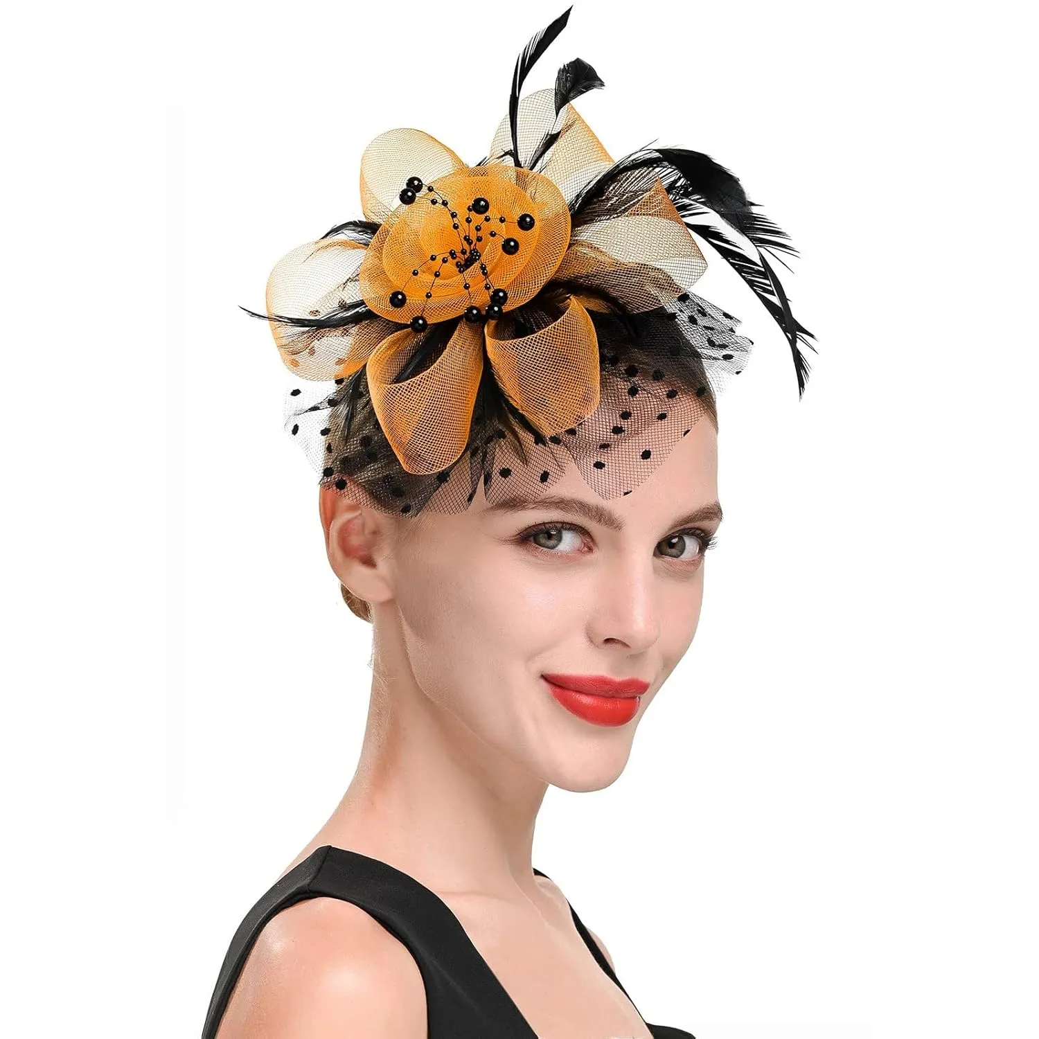 Womens Fascinator Hat Green Hat For Women Wedding Flower Cocktail Mesh Feathers Hair Clip Derby Hats And Fascinators