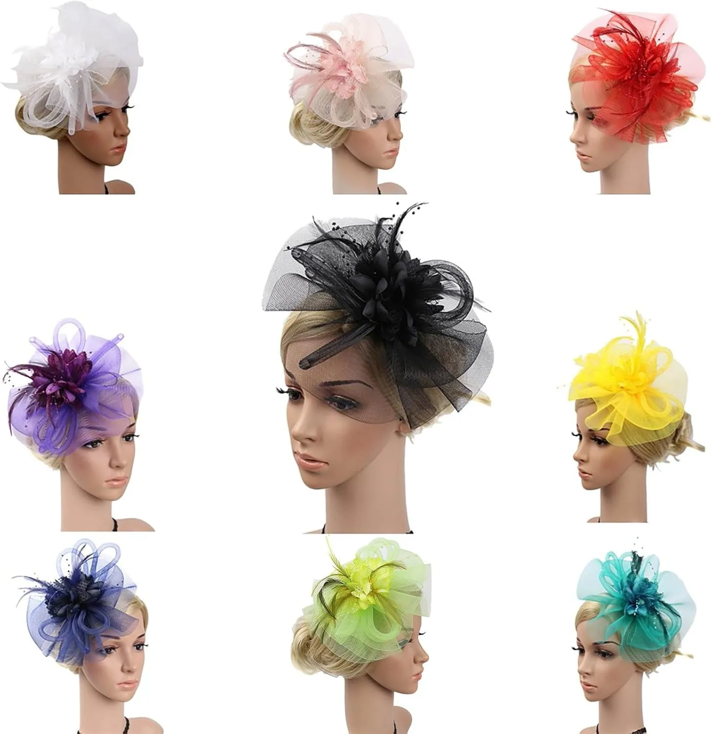 Women's Fascinators Hat Women Tea Part Headband Flower ocktail Mesh Feathers Hair Clip Derb (Hot Pink, One Size)