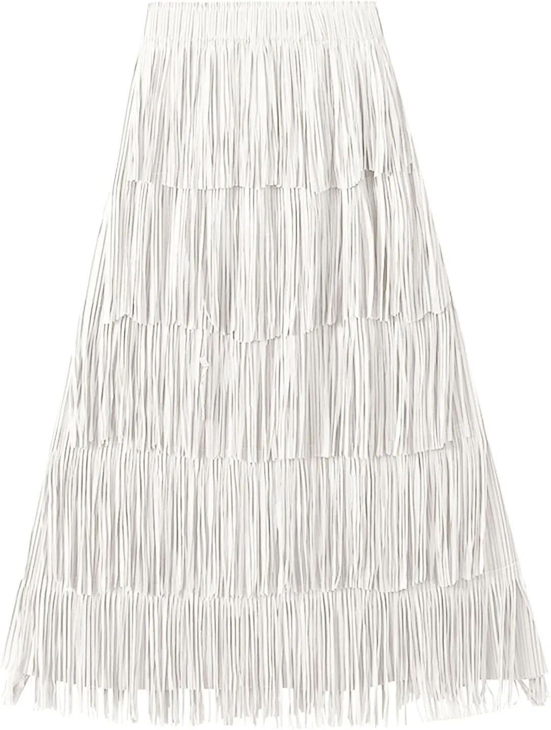 Women's High Waist Fringe Tiered Bodycon Pencil Midi Skirt Fashion Night-Out Party Daily Skirts