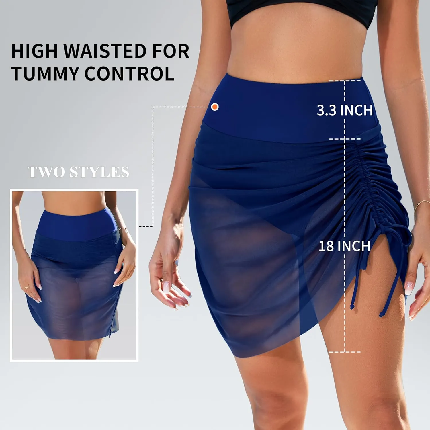 Women's High Waisted Swim Skirt Tummy Control Bikini Swimsuit Bathing Suit