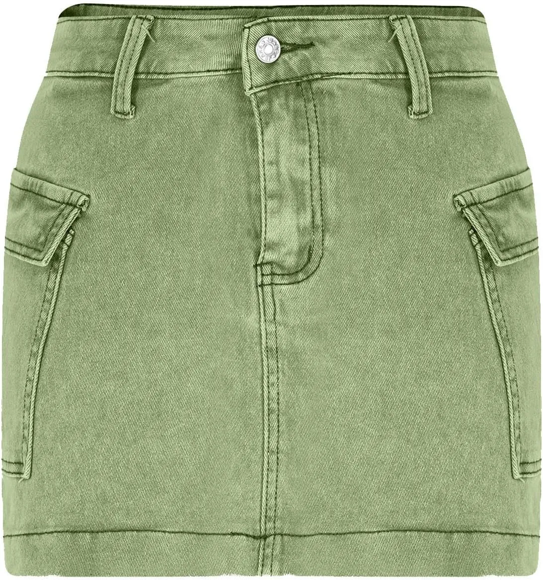 Women's Jean Skirt High Waisted Stretch Casual Summer Mini Skort Trendy Low Waist Cargo Denim Skirts with Pockets