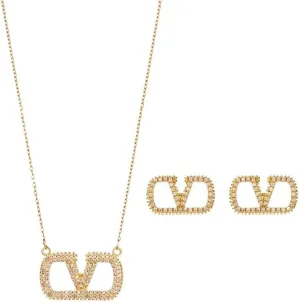 Women's Jewelry Set, V Letter Necklace, Geometric V-Shaped Earrings and Necklace, Women's Jewelry