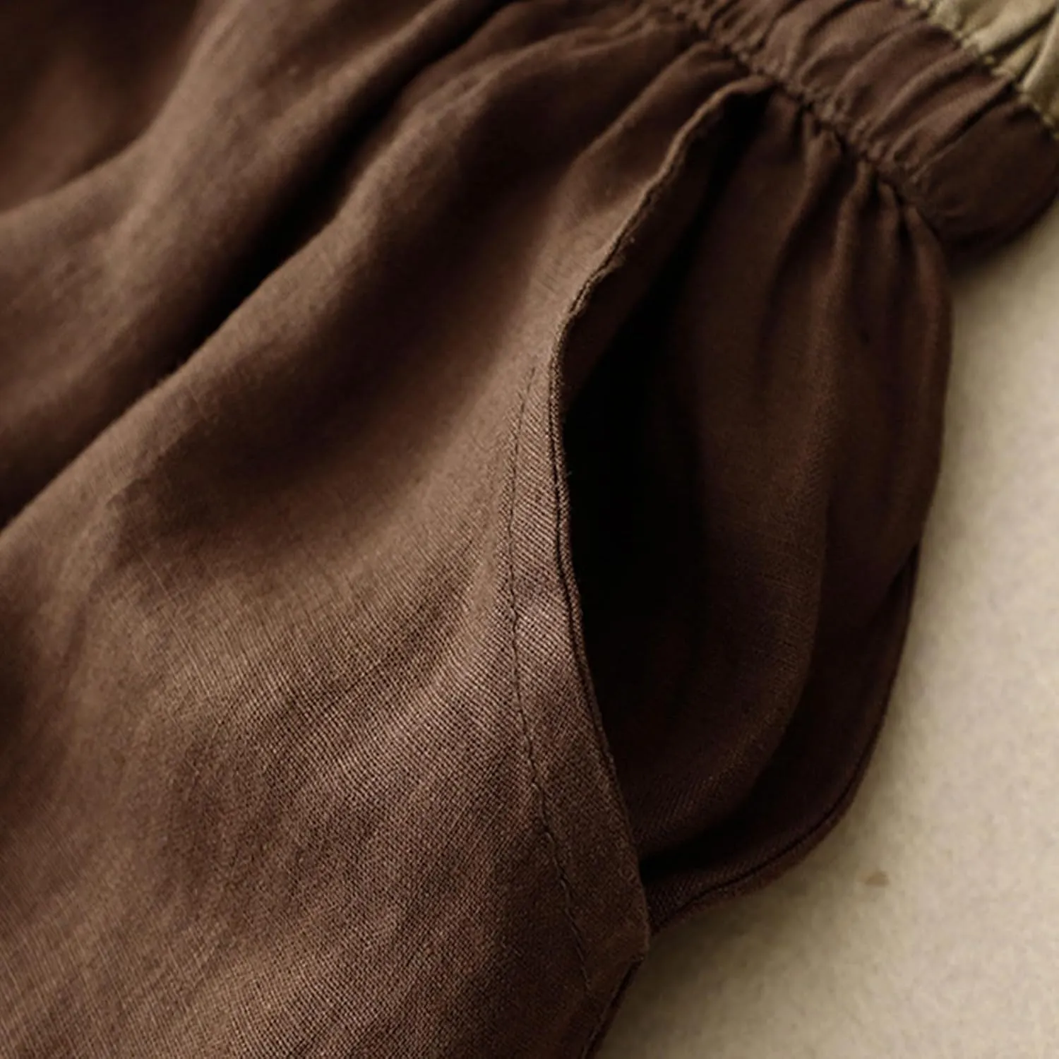 Womens Linen Cotton Skirts Drawstring Elastic Waist Comfy Loose Boho Skirts with Pockets Lightweight Sumnmer Skirts