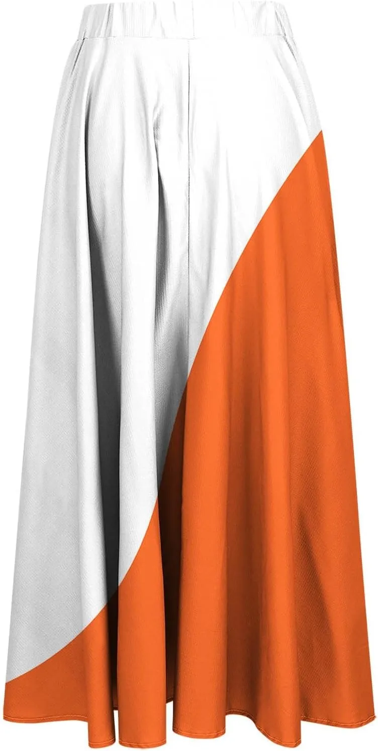 Womens Maxi Skirts Summer Elastic High Waist A Line Pleated Flowy Swing Skirt Casual Fashion Beach Vacation Skorts