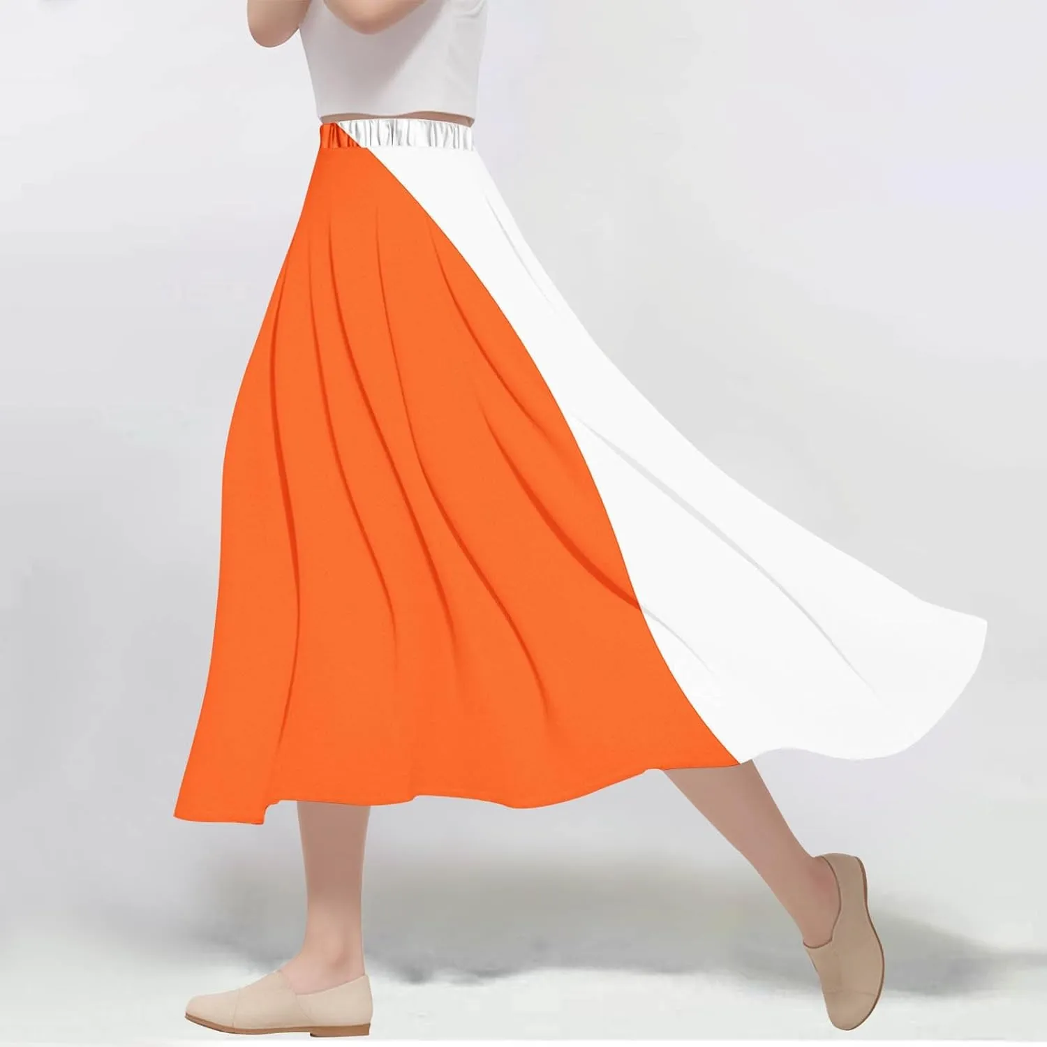 Womens Maxi Skirts Summer Elastic High Waist A Line Pleated Flowy Swing Skirt Casual Fashion Beach Vacation Skorts