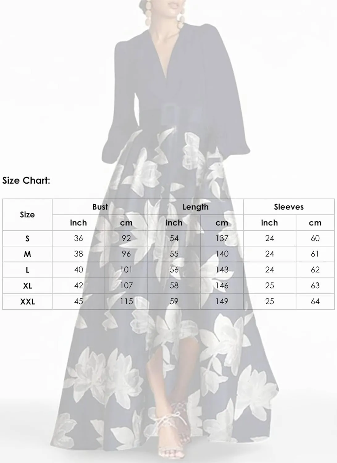 Women's Navy Blue V-Neck Long Sleeve Floral Print Maxi Dress with High Low Hem Elegant Casual Wear 2025 Spring Fashion
