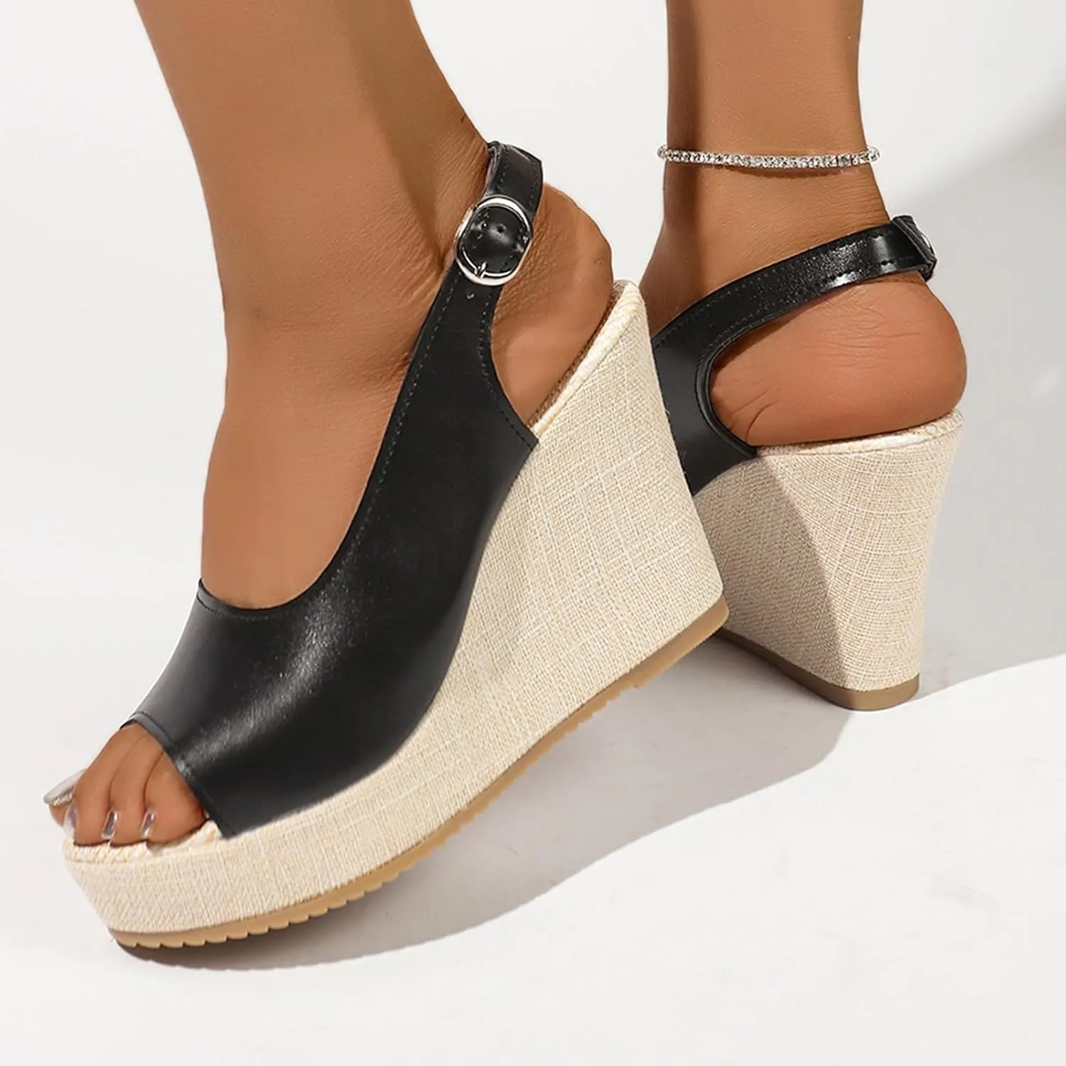 Women's Platform Wedge Sandals Wedges for Women Casual Soft Arch Support Sandal Summer Comfortable Slip on