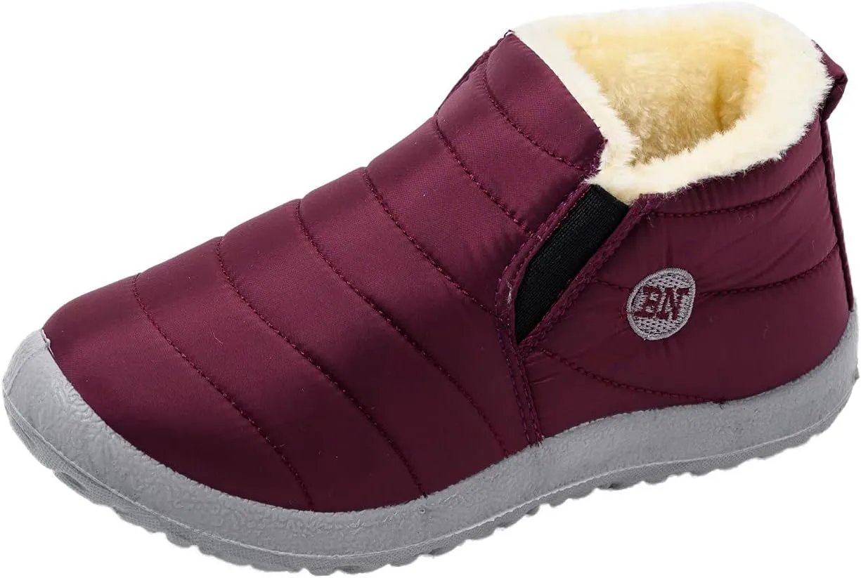 Womens Snow Boots Waterproof Slip On Ankle Boots Lightweight Pull On Winter Booties Fur Lined Warm Shoes for Women