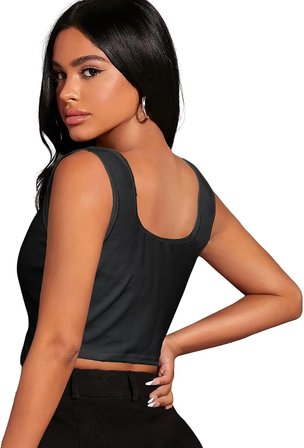 Womens Square Neck Tank Tops Seamless Workout Tops Summer Sleeveless Shirts