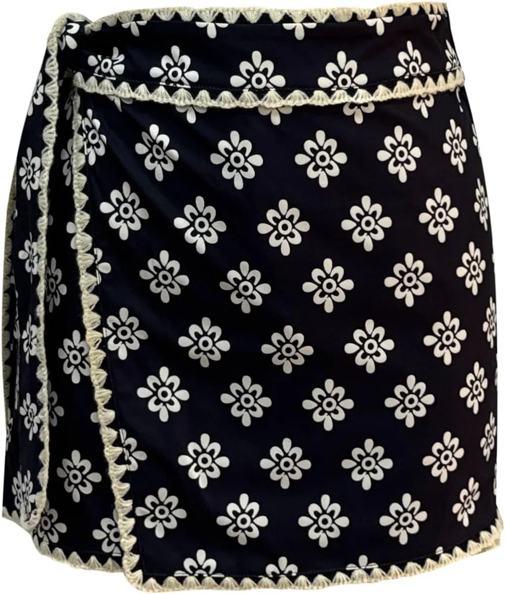 Women's Summer Wrap Maxi Skirts Floral High Waist Ruffle Short Mini Skirt Trendy Front Tie A Line Casual Skorts