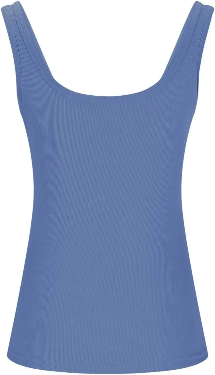 Womens Workout Ribbed Tank Tops Summer Basic Sleeveless Tight Shirts Slim Fit Y2k Camisole Scoop Neck Gym Cami Tees
