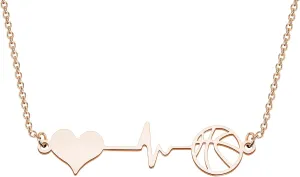 WSNANG Minimalist Hollow Basketball Necklace Heartbeat Basketball Gift for Basketball Lover Sports Lover Teens