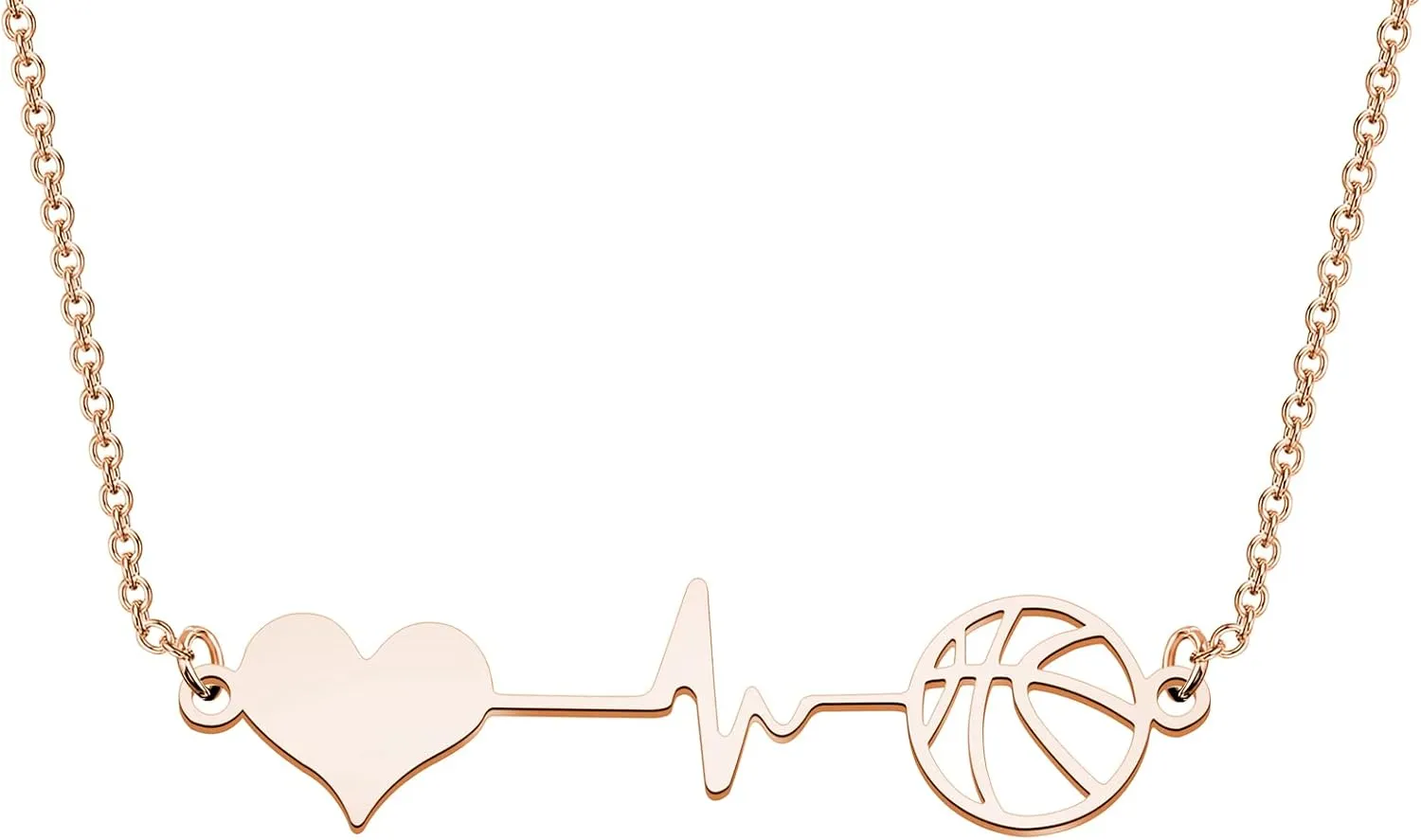 WSNANG Minimalist Hollow Basketball Necklace Heartbeat Basketball Gift for Basketball Lover Sports Lover Teens