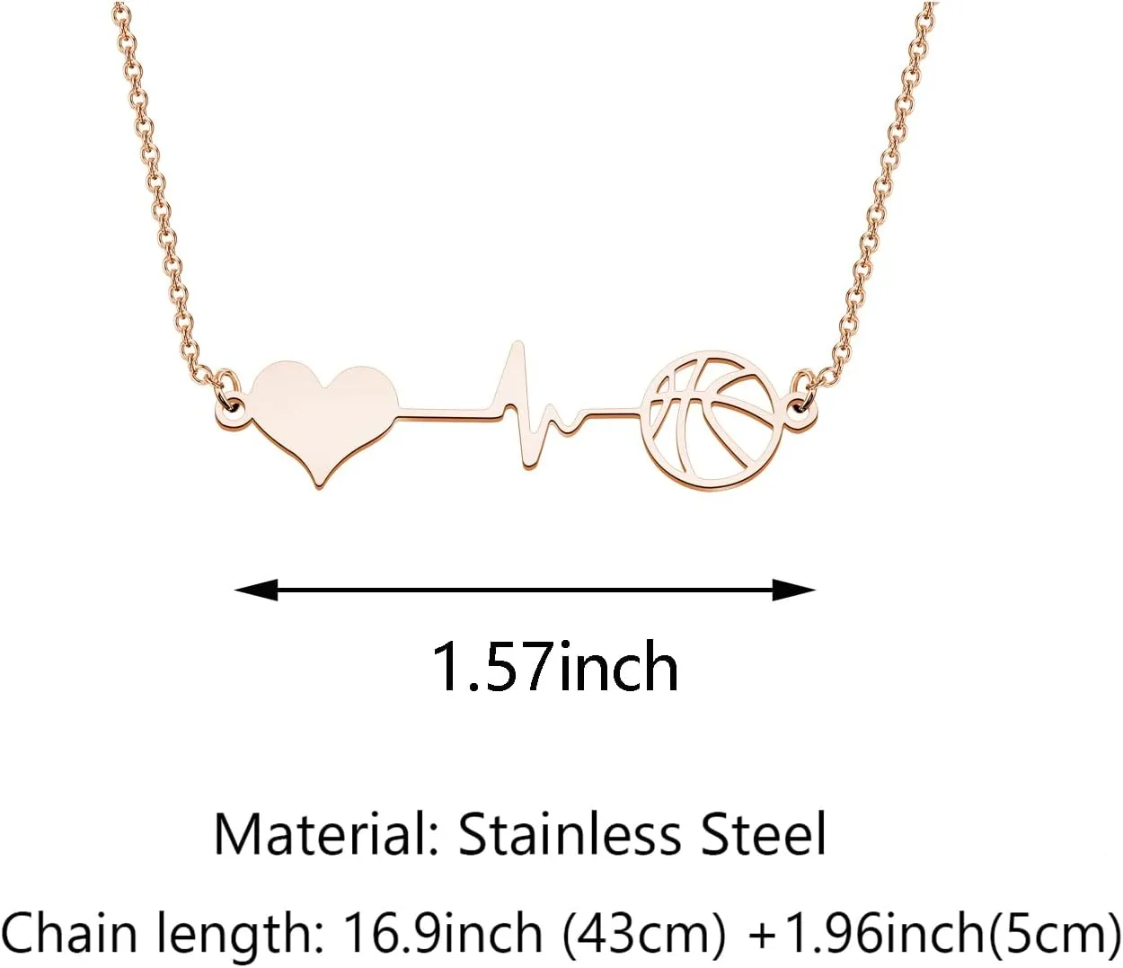 WSNANG Minimalist Hollow Basketball Necklace Heartbeat Basketball Gift for Basketball Lover Sports Lover Teens