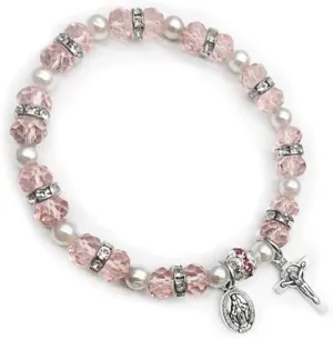 XAM Crystal Cross Bracelet Elastic Beads Stretch Rosary Bracelets Adjustable Minimalist Bracelet Women Jewelry