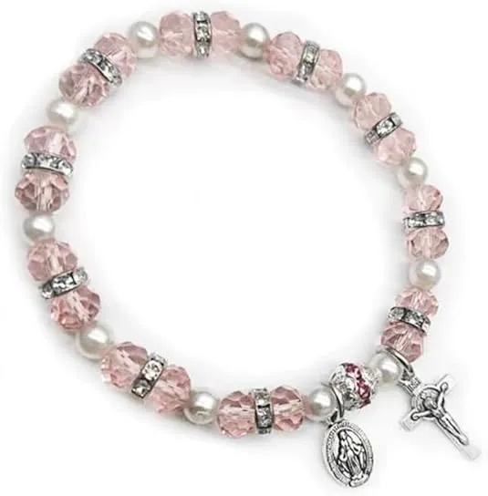 XAM Crystal Cross Bracelet Elastic Beads Stretch Rosary Bracelets Adjustable Minimalist Bracelet Women Jewelry